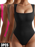 3-Pack Women’s Seamless Ribbed Yoga & Workout Jumpsuit