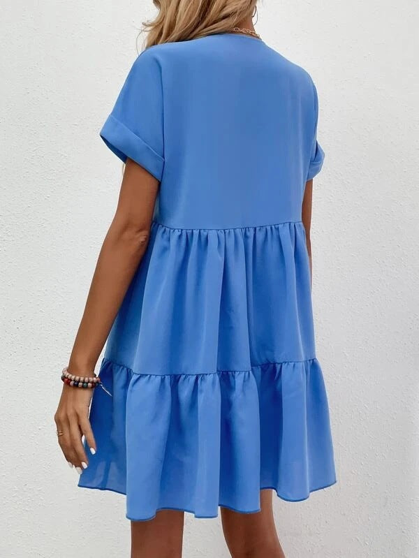 Women’s Summer V-Neck Ruffle Dress – Casual Holiday & Beach Wear