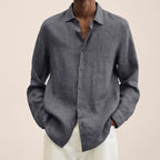 Men’s Long Sleeve Lapel Shirt – Loose Button Cardigan Top