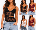 Lace Stitched Backless Small Sling Women V Neck Tank Top Underwear Vest Candy Color Bralette Clothes