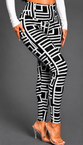 Casual Women Geometric Print Knitted Leggings