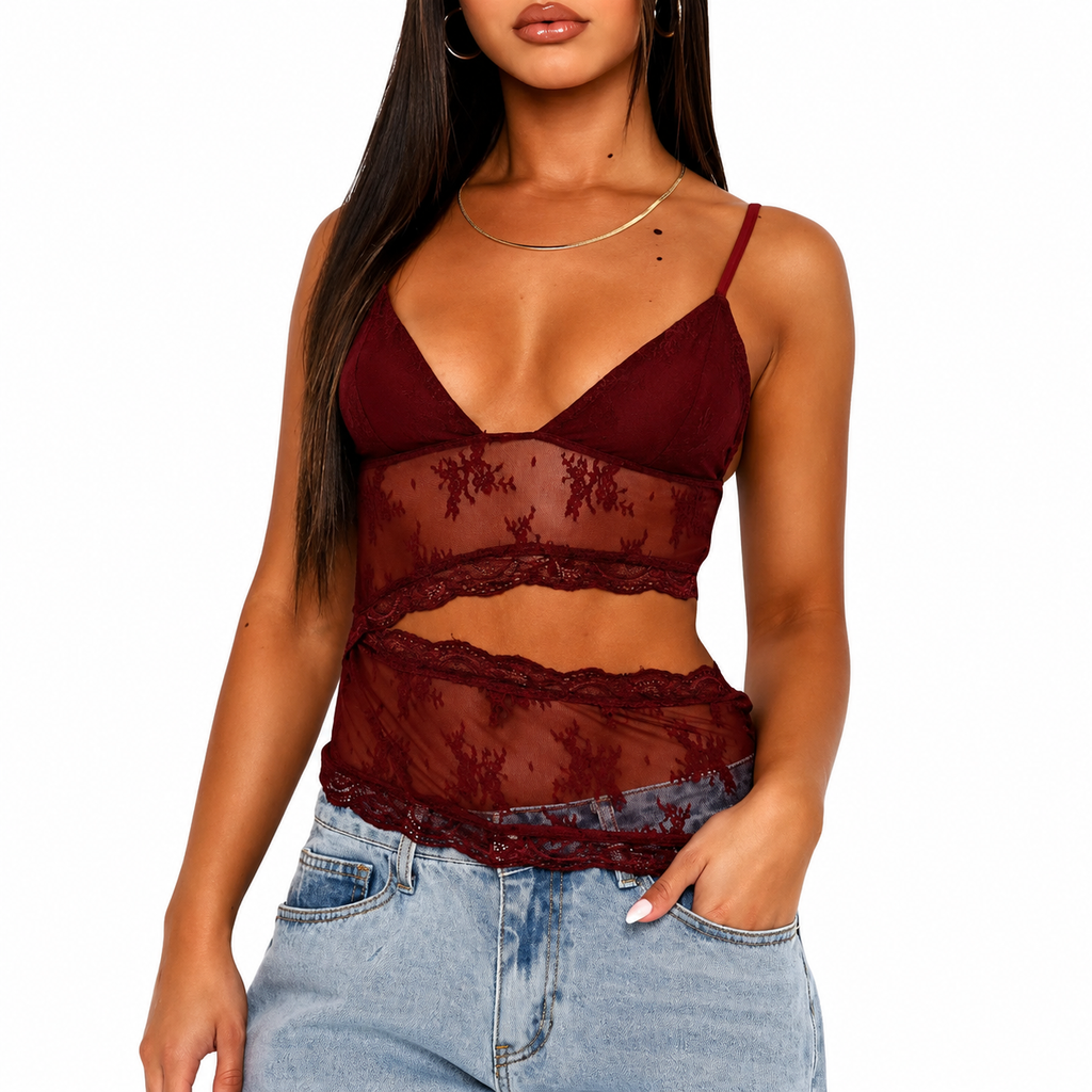 Lace Stitched Backless Small Sling Women V Neck Tank Top Underwear Vest Candy Color Bralette Clothes