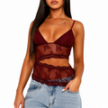 Lace Stitched Backless Small Sling Women V Neck Tank Top Underwear Vest Candy Color Bralette Clothes