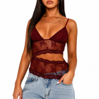 Lace Stitched Backless Small Sling Women V Neck Tank Top Underwear Vest Candy Color Bralette Clothes