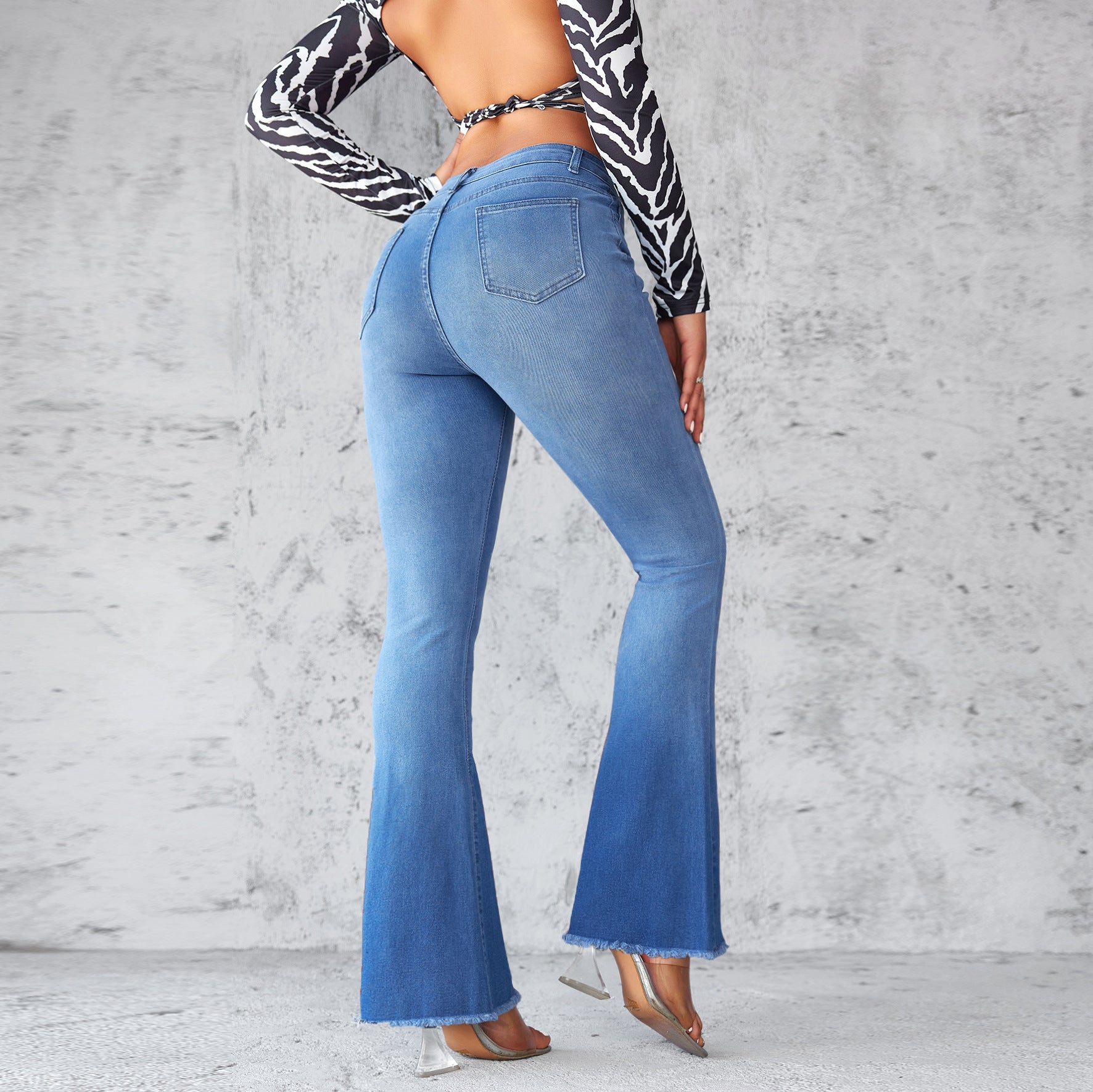 Women's Fashion High-Waist Elegant Flared Denim Jeans