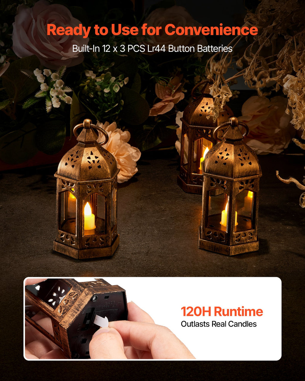 12 Pcs Decorative Candle Lantern, LED Electric Flameless Candle