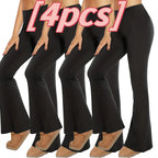 4-Pack Women’s High-Waist Butt-Lifting Flare Yoga Leggings