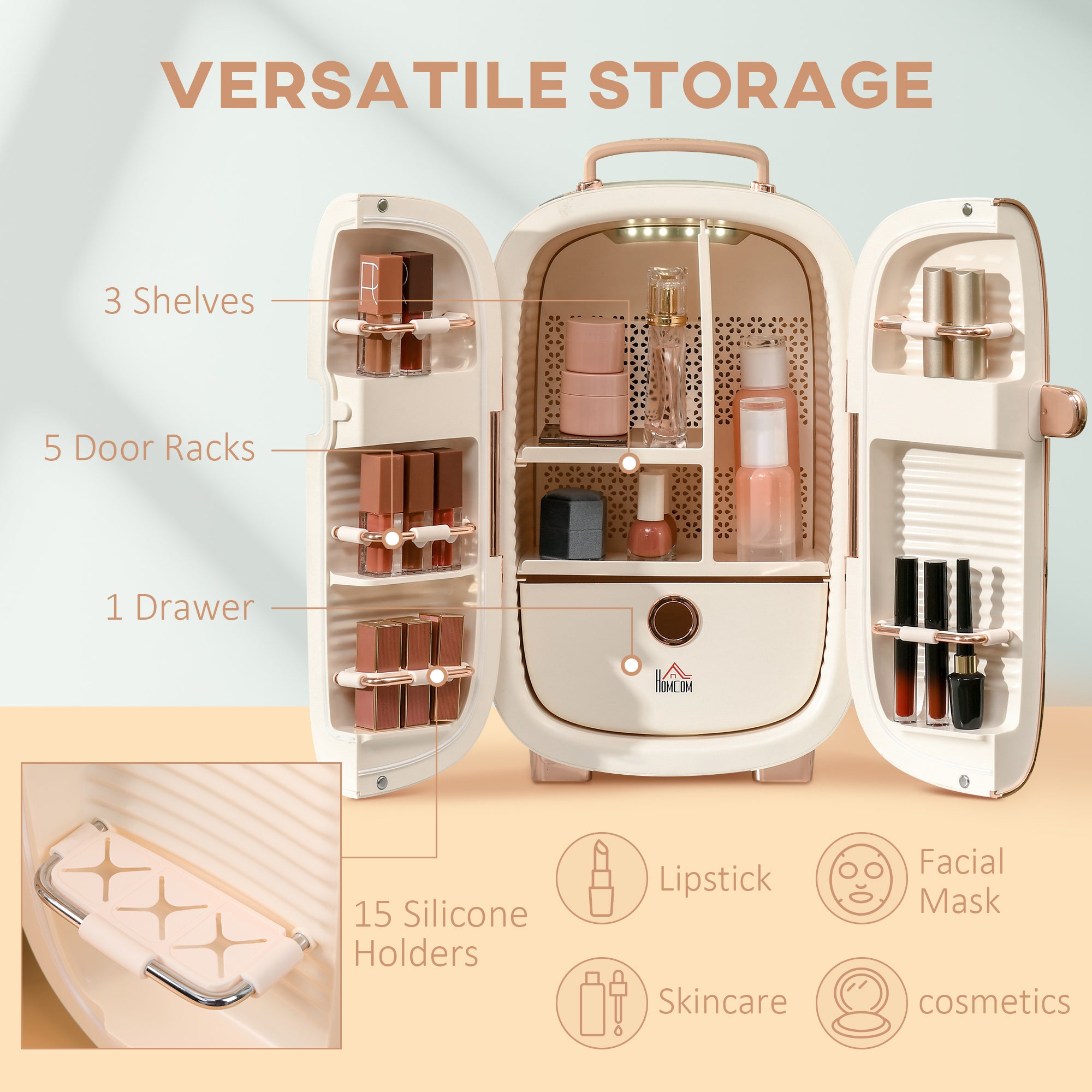 Portable Skincare Fridge With LED Display, 12L Mini Fridge For Beauty