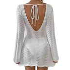 Womens Stylish SexyOpenwork Knit Long-sleeve Top