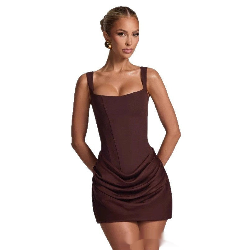 Graceful Tube Top Mini Dress with Shoulder Straps