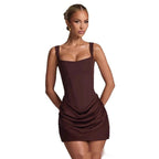 Graceful Tube Top Mini Dress with Shoulder Straps