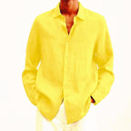 Men’s Long Sleeve Lapel Shirt – Loose Button Cardigan Top