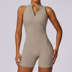 Fitness Yoga Jumpsuit With Zipper Summer Backless Shorts Jumpsuit Bodysuit For Women Clothing