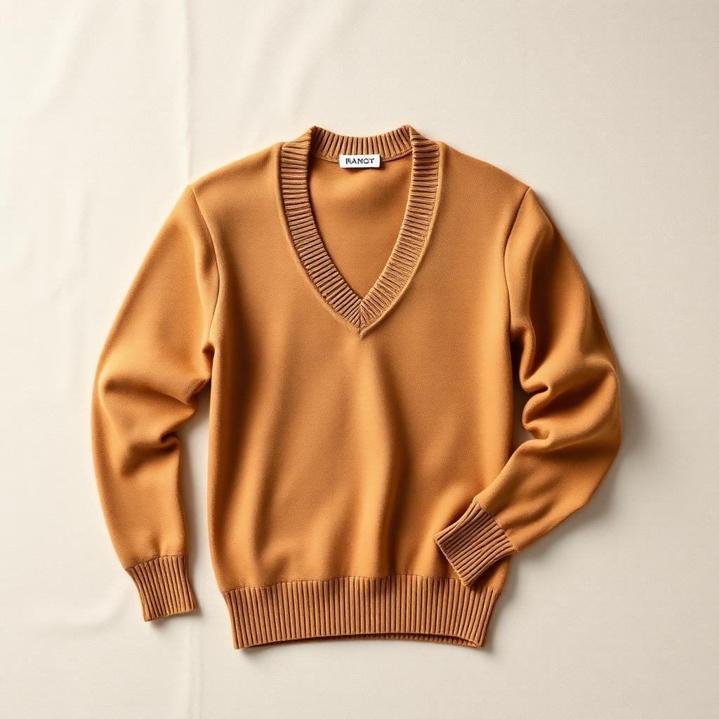 Camel Cashmere V-Neck Sweater for Men