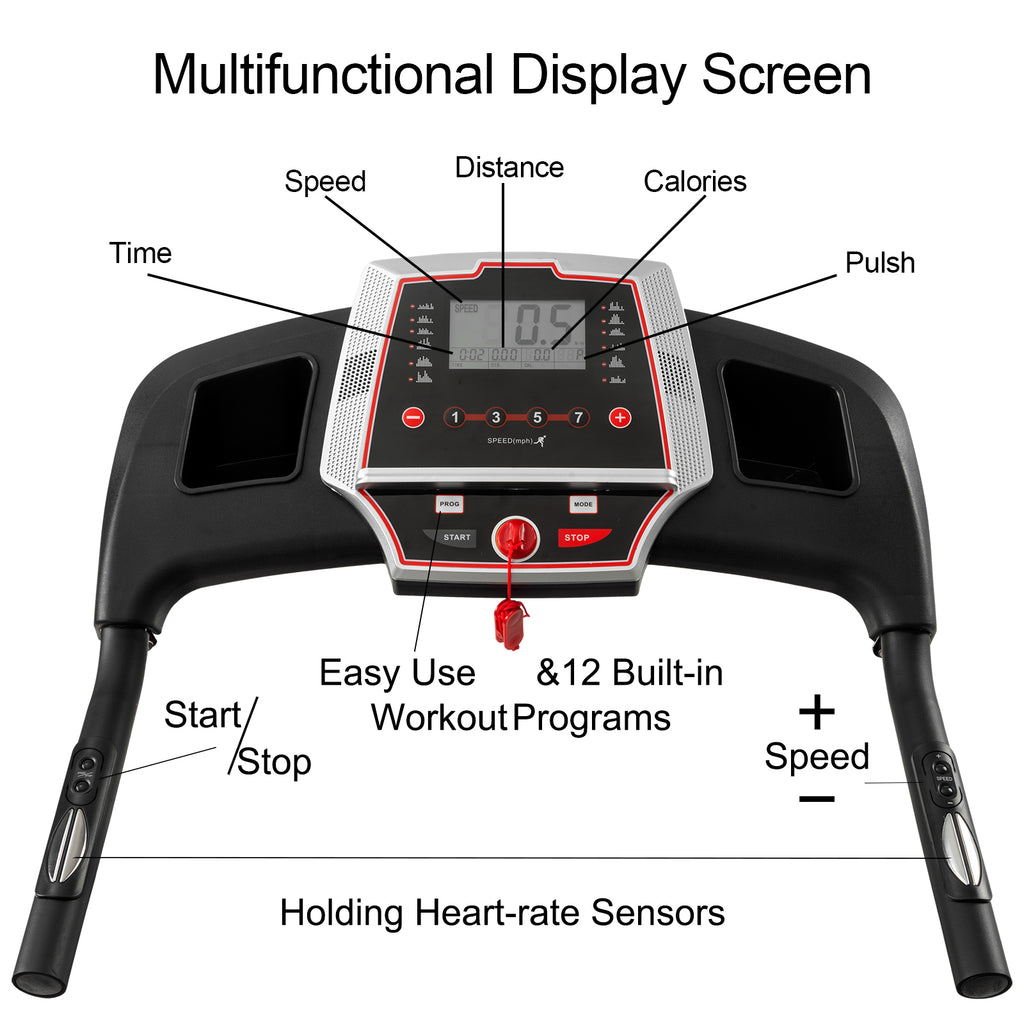 3.5HP Folding Electric Treadmill with Incline & LED Display