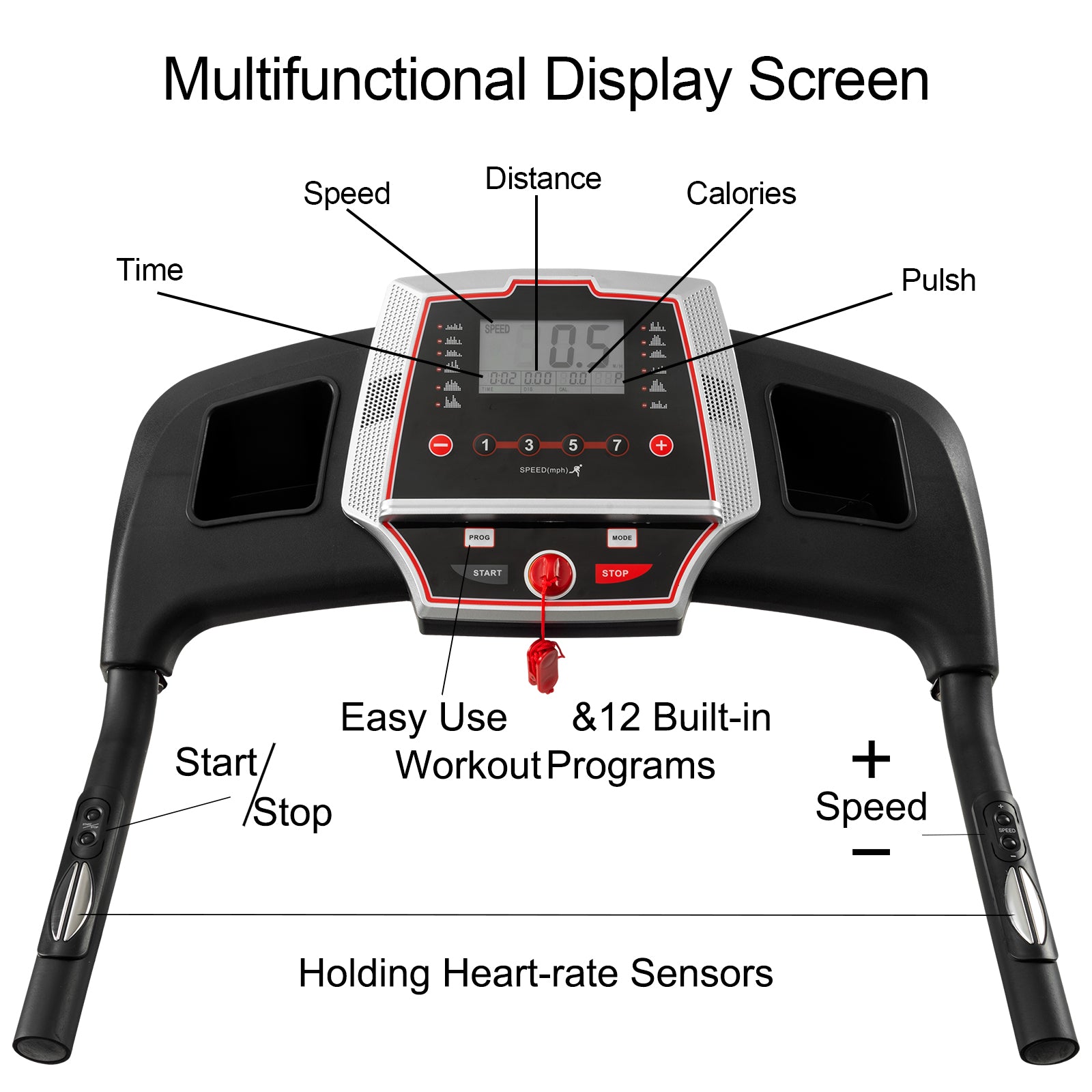 3.5HP Folding Electric Treadmill with Incline & LED Display