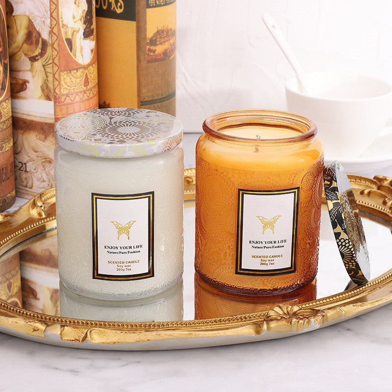 Embossed Glass Aromatherapy Candle Gift Set