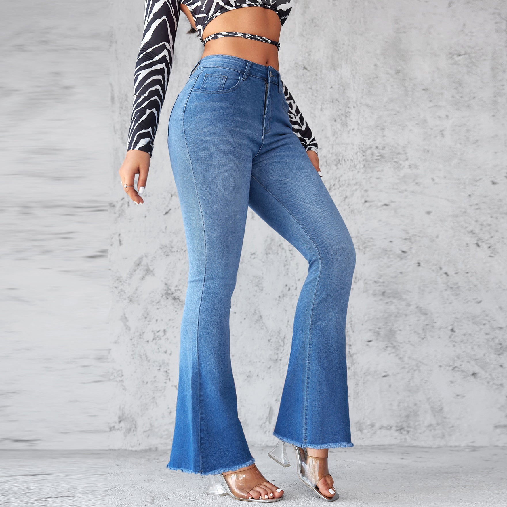 Women's Fashion High-Waist Elegant Flared Denim Jeans