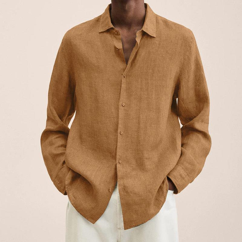 Men’s Long Sleeve Lapel Shirt – Loose Button Cardigan Top