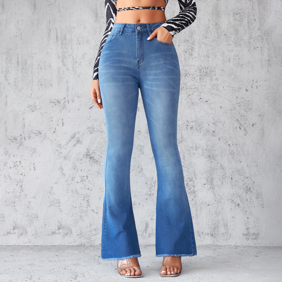 Women's Fashion High-Waist Elegant Flared Denim Jeans
