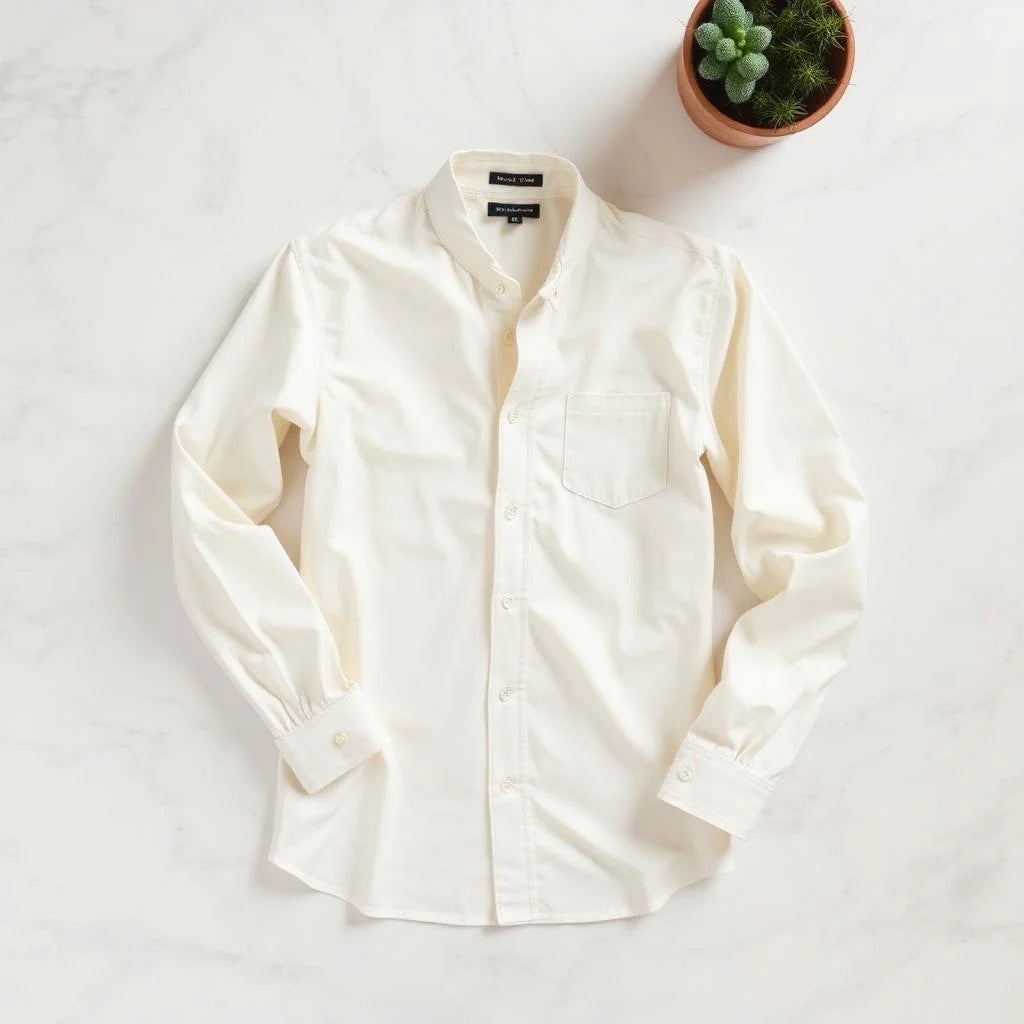 Ivory Cotton Henley Shirt for Men