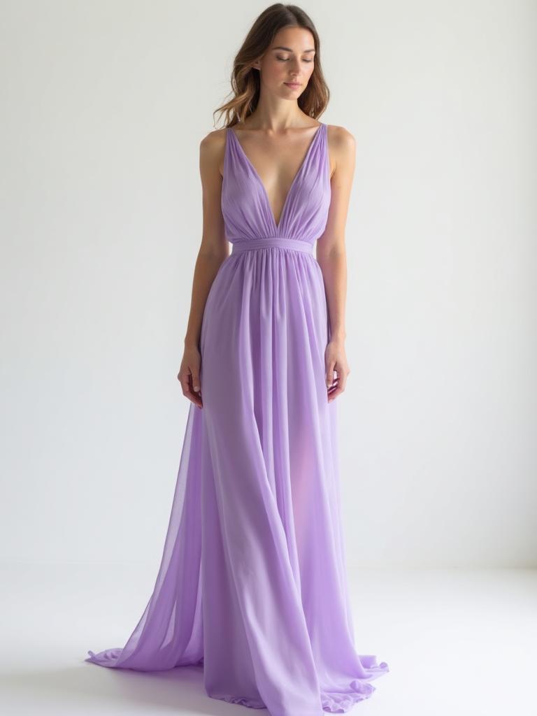 Lavender Chiffon Maxi Dress