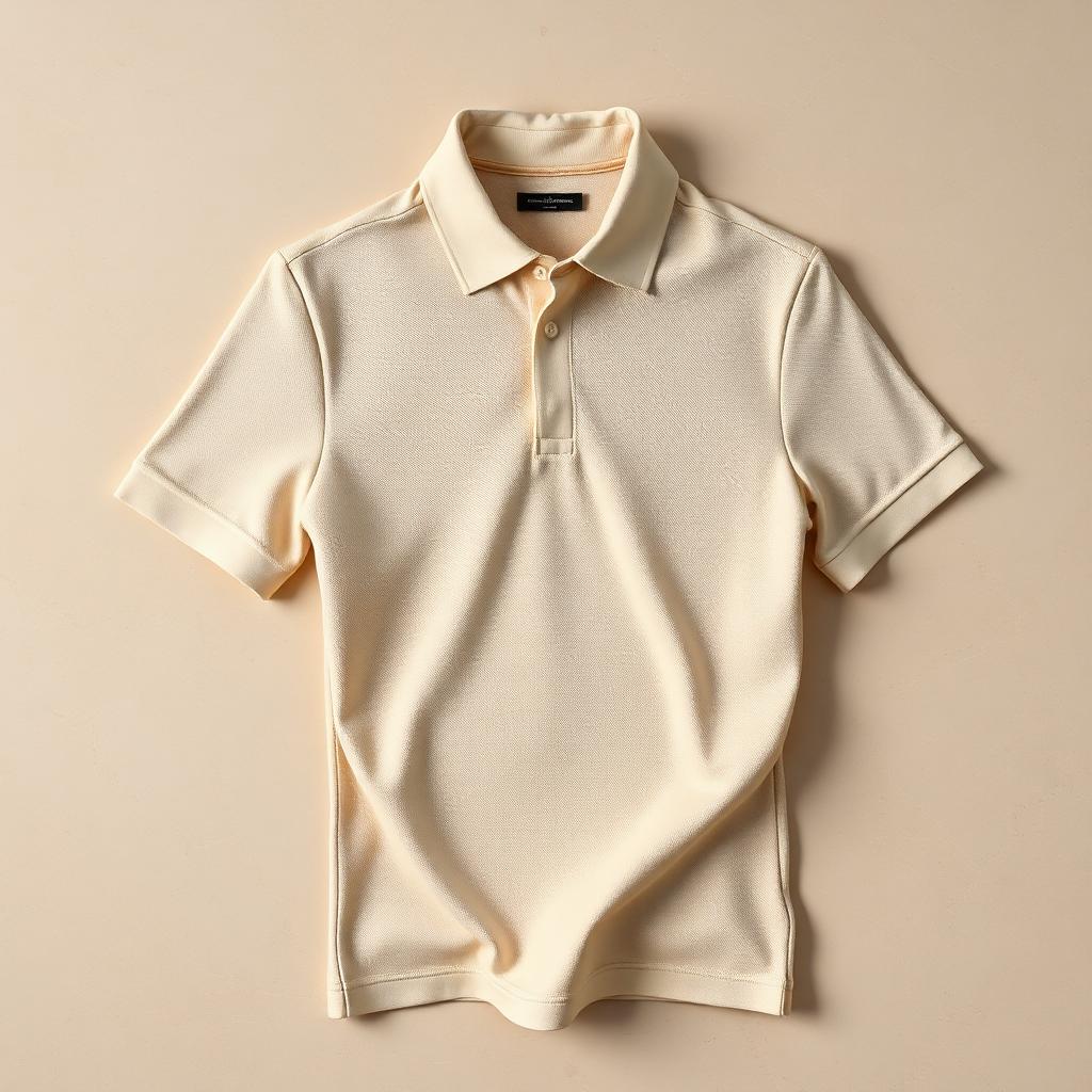 Oatmeal Cotton Polo Shirt for Men
